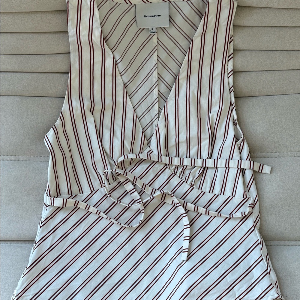 Reformation Striped Tank Top in Cream and Brown